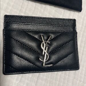 Yves Saint Laurent Black and Silver Card Holder